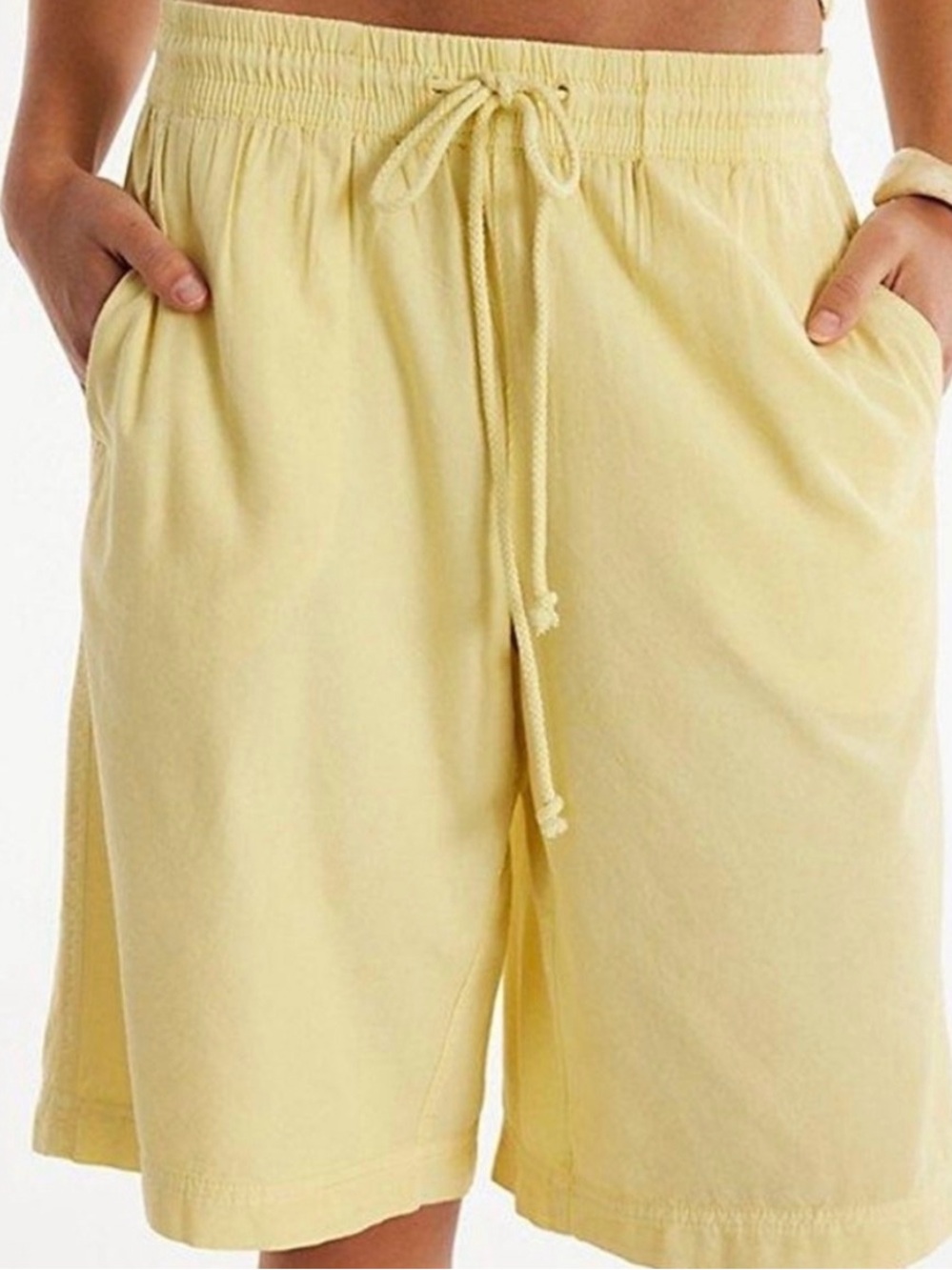 🌺NWT Free People Saylor Yellow Drawstring Bermuda shorts🌺 - Picture 5 of 13